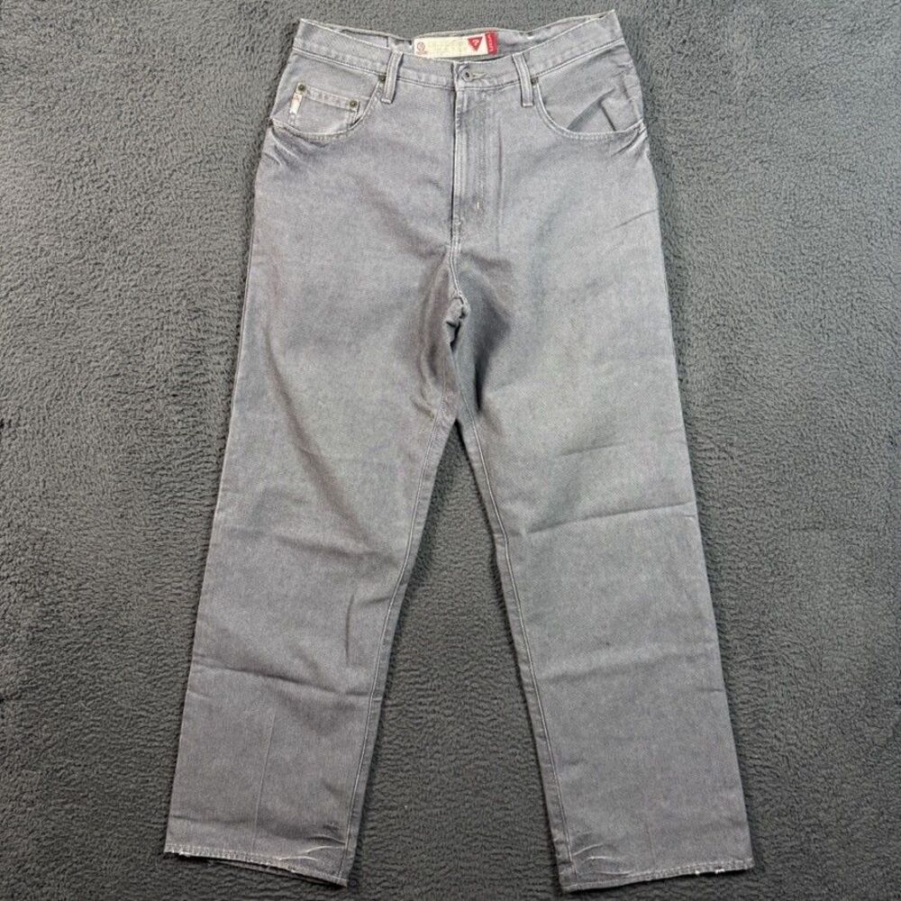 Vtg Guess Jeans Mens 32x31 Gray Wide Leg Denim Pants Grunge Y2K 90s Skate